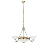 Lampadario A Sospensione Vintage Savoy Metallo Brunito Vetro 3 Luci E14