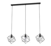 Lampadario Industrial Straiton 3 Luci Acciaio Nero