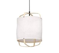 Eglo lampada a sospensione Surfleet, lampada sospesa per tavolo da pranzo a 1 luce, in tessuto e design nature, in lino beige, bambù e metallo nero, illuminazione per sala da pranzo, attacco E27