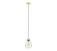 Lampadario A Sospensione Vintage Tarbes Acciaio Ottone Spazzolato 1 Luce E27