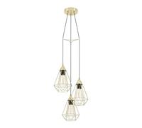 Eglo lampada a sospensione Tarbes, a tre luci, in metallo in ottone