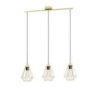 Eglo lampada a sospensione Tarbes, a tre luci, in metallo in ottone