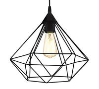 EGLO Lampada a sospensione Tarbes, lampada a sospensione a uno punto luce vintage, lampada a sospensione in stile retrò, acciaio, plastica, nero, E27, diametro di 32,5 cm