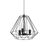 Eglo lampada a sospensione Tarle, lampada sospesa vintage a 3 luci per tavolo da pranzo, in metallo nero, illuminazione per sala da pranzo, con attacco E14