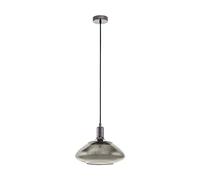 Eglo lampada a sospensione Torrontes, illuminazione per tavolo da pranzo, luce in metallo in nichel-nero e vetro fumé in nero-trasparente, attacco E27, Ø 35 cm