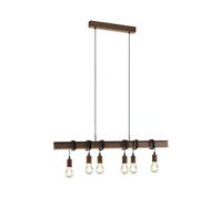 Eglo Lampada a sospensione Townshend 4, plafoniera vintage a 6 punti luce, lampada a sospensione dal design industrial, lampada a sospensione retrò in acciaio, marrone antico, E27