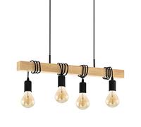 Lampadario Townshend Con 4 Lampadine In Legno Nero E Beige