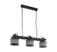 Eglo lampada a sospensione Turrock a tre fiamme, vintage, industriale, lampada a sospensione in metallo in nero, patina grigia, lampada da tavolo da pranzo, lampada da soggiorno a sospensione E27