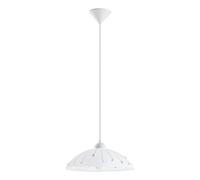 Eglo lampada a sospensione Vetro, 1 fiamma, classica, vetro | satinato, plastica e cristallo, lampada da tavolo bianca, cucina con attacco E27, Ø 35 cm
