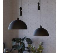 EGLO Lampada a sospensione Winkworth, nera, lunghezza 118 cm, metallo, a 2 luci. EGLO