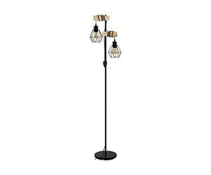 Eglo Lampada a stelo Townshend 5, lampada a stelo in design industrial | vintage a due punti luce, piantana retrò in acciaio, nero, marrone, E27, incl interruttore