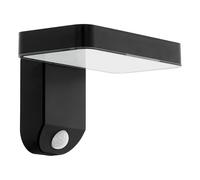 Eglo Lampada da Esterno a LED Pastion, con Sensore di Movimento, Lampada Solare da Parete in Plastica in Nero, Bianco Caldo, Montaggio ad Angolo