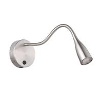 Eglo Lampada da parete a LED Olivandino 1, a collo di cigno, luce da lettura a muro, per camera da letto, con interruttore e ricarica USB, in metallo argentato, colore luce: bianco caldo
