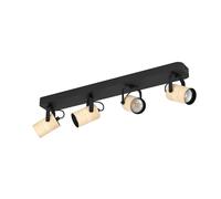 Eglo lampada da parete a LED per interni di Cayuca, lampada da parete con faretto mobile, in legno naturale e metallo nero, lampada da ingresso e soggiorno, incl. lampadina GU10