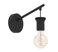 Eglo Lampada da parete Capoliveri-E, luce da muro interna con paralume, illuminazione da letto, faretti in metallo nero, attacco E27