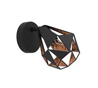 Eglo lampada da parete Carlton 7, luce interna, applique con spot orientabile, illuminazione da ingresso in metallo in nero e rame, attacco lampadina E27