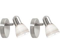 Eglo Lampada da parete Dakar 1, applique per interni, spot da parete in acciaio argento, vetro opalino con tecnica di sfumatura, bianco, attacco E14 (Confezione da 2)