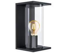 Eglo Lampada da parete esterna Cascinetta, lampada da esterno vintage a 1 | fiamma, lampada da parete in acciaio zincato nero e vetro trasparente, lampada esterna con portalampada E27, IP44