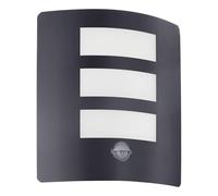 Eglo lampada da parete esterna Rosada-E, con sensore di movimento, in acciaio zincato nero e plastica bianca, portalampada E27, protezione IP44