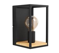 EGLO Applique Libertad, larghezza 14 cm, nero/legno, acciaio EGLO