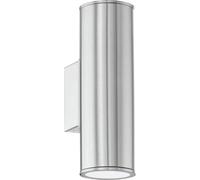 Eglo Lampada da parete per esterni a LED Riga, lampada da esterno a 2 fiamme, lampada da parete in acciaio inox, colore: argento, IP44