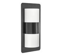 Eglo Lampada da Parete per Esterni Cistierna, 2 Luci, in Acciaio/Plastica, Attacco E27. IP44. Antracite, Bianco