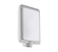 Eglo Lampada da parete per esterni Mussotto, 1 lampada da esterno con sensore di movimento, lampada da parete a sensore in acciaio inox e plastica, colore: argento, bianco, IP44
