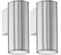 Eglo Lampada da Parete per Esterni Riga, 1 Luce, in Acciaio Inox, IP44. Argento (Confezione da 2)