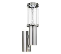 Eglo Lampada da parete per esterni Trono Stick, luce da esterni con sensore di movimento a due punti luce, acciaio zincato inossidabile e plastica, argento, GU10, IP44