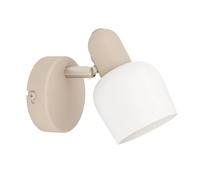 Eglo Lampada da parete per interni Corato, con faretto mobile, in metallo color sabbia e vetro bianco, per soggiorno e camera da letto, attacco E14