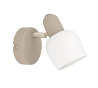 Eglo Lampada da parete per interni Corato, con faretto mobile, in metallo color sabbia e vetro bianco, per soggiorno e camera da letto, attacco E14