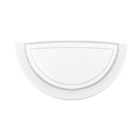 Eglo Lampada da parete Planet 1, applique a uno punto luce, lampada da parete per interni in acciaio e vetro, lampada da soggiorno in bianco e trasparente, lampada da ingresso con attacco E27