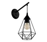 EGLO - TARBES APPLIQUE CON BRACCIO IN METALLO E 1 PARALUME PENDENTE DIAMANTE NERO E27 1X60W 49081