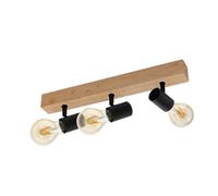 Plafoniera Industrial Townshend 3 3 Luci Legno Marrone E Nero
