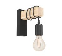 EGLO - TOWNSHEND APPLIQUE INDUSTRIAL BRACCIO IN LEGNO CON 1 LUCE LED 10W E27 32917