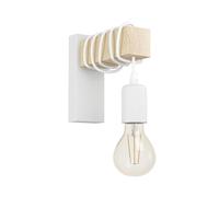 Eglo Lampada da parete Townshend – industriale in acciaio e legno, 1xE27, bianco/marrone, FSC