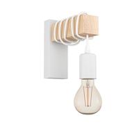 Eglo Lampada da parete Townshend, plafoniera vintage a uno punto luce, lampada da parete dal design industriale, lampada retrò in acciaio e legno, bianco, marrone, E27