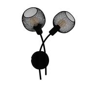 Eglo Lampada da parete Wrington 1, Applique a 2 fiamme | Vintage, Industrial, Retrò, lampada da parete interna in acciaio, lampada soggiorno, lampada corridoio nera, portalampada E14
