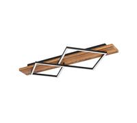 Eglo Lampada da soffitto a LED Boyal, a 2 luci, per soggiorno, in legno rustico e metallo nero, con certificazione FSC, colore luce: bianco caldo, 78 cm