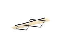 Eglo Lampada da soffitto a LED Boyal, a 2 luci, per soggiorno, in legno chiaro e metallo nero, con certificazione FSC, colore luce: bianco caldo, 78 cm