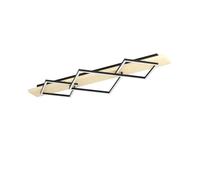 Eglo Lampada da soffitto a LED Boyal, a 3 luci, per soggiorno, in legno chiaro e metallo nero, con certificazione FSC, colore luce: bianco caldo, 101 cm