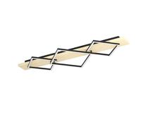 Eglo Lampada da soffitto a LED Boyal, a 3 luci, per soggiorno, in legno chiaro e metallo nero, con certificazione FSC, colore luce: bianco caldo, 101 cm