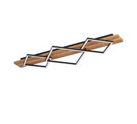 Eglo Lampada da soffitto a LED Boyal, a 3 luci, per soggiorno, in legno rustico e metallo nero, con certificazione FSC, colore luce: bianco caldo, 101 cm