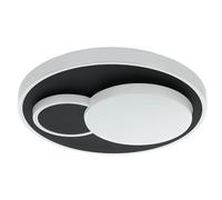EGLO Lampada da soffitto a LED Lepreso, rotonda, con decorazione circolare, illuminazione da soffitto in metallo e plastica, colore bianco e nero, per corridoio e camera da letto, bianco caldo, Ø 38,5