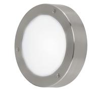 Eglo Lampada da soffitto a LED per esterni Vento 2. 1 luce da parete e soffitto, in acciaio inox e vetro, colore: argento, bianco, IP44
