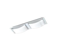 EGLO Lampada da soffitto a LED Wasao 1, 2 luci da parete per bagno, in acciaio inox cromato e vetro laccato bianco, IP44, lunghezza 42 cm