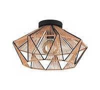 Plafoniera Contemporanea Adwickle 1 Luce Metallo Nero E Tessuto