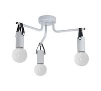 Eglo Lampada da soffitto Apricale, 3 luci, industriale, moderna, minimalista, lampada da soggiorno in acciaio e pelle, lampada da cucina, corridoio, colore grigio chiaro, nero, attacco E27