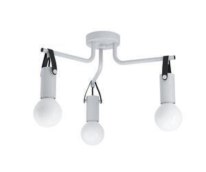 Eglo Lampada da soffitto Apricale, 3 luci, industriale, moderna, minimalista, lampada da soggiorno in acciaio e pelle, lampada da cucina, corridoio, colore grigio chiaro, nero, attacco E27