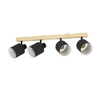 Plafoniera Industrial Batallas 4 Luci Legno Marrone E Nero